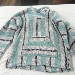 Earth Ragz Gray and Blue Poncho Size Medium